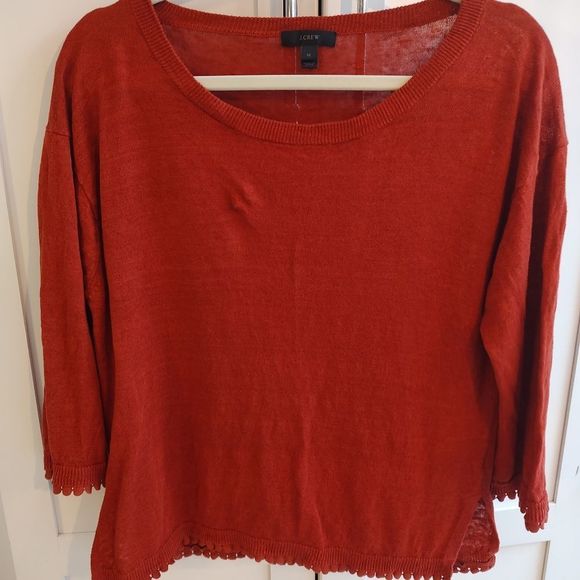 J.Crew Linen 3/4 Sleeve Pom Pom Trim Sweater Bundle - Picture 9 of 15